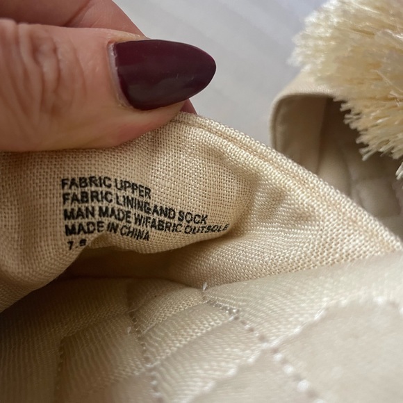 Birdies Songbird Pom Pom Linen Fabric Crème Slides Ballet Flats Mules Size 7.5 - Picture 7 of 11